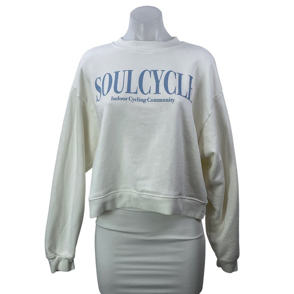 SoulCycle Perry Cream Indoor Cycling Community Long Sleeve Cropped Sweatshirt XL